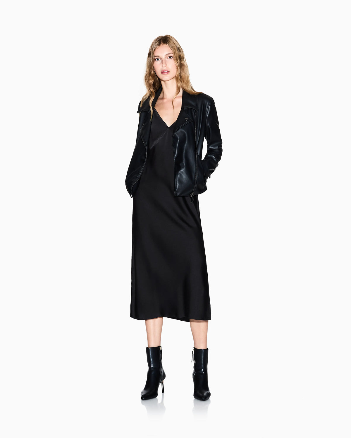 Faux leather biker jacket with an asymmetrical zip Essential