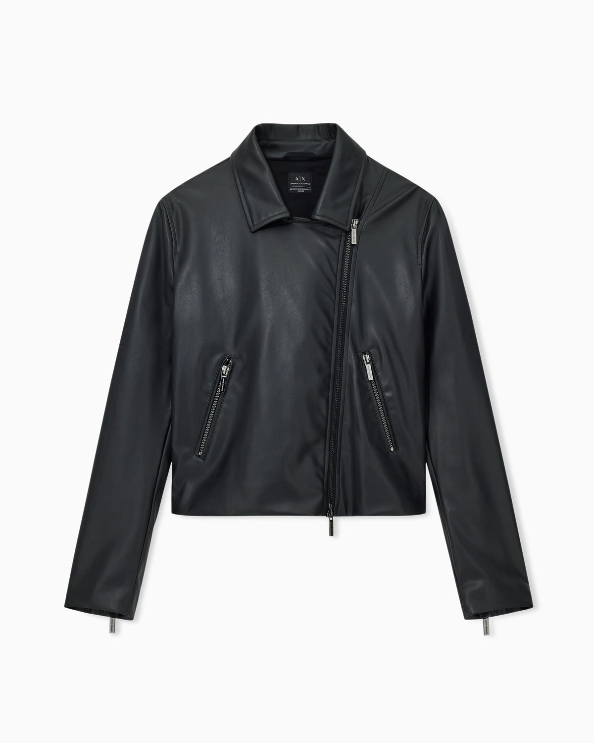 Faux leather biker jacket with an asymmetrical zip Essential