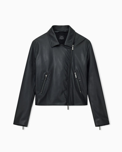 Faux leather biker jacket with an asymmetrical zip Essential