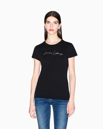 Slim-fit cotton jersey t-shirt with script logo Essential