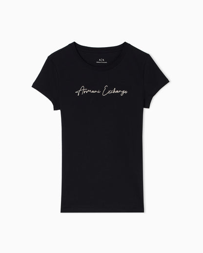 Slim-fit cotton jersey t-shirt with script logo Essential