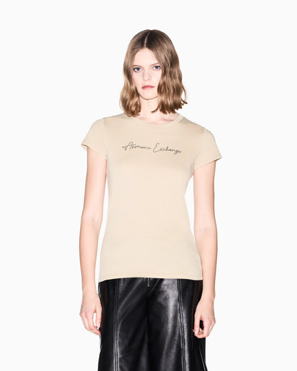 Slim-fit cotton jersey t-shirt with script logo Essential