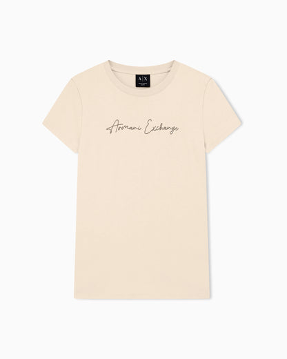 Slim-fit cotton jersey t-shirt with script logo Essential