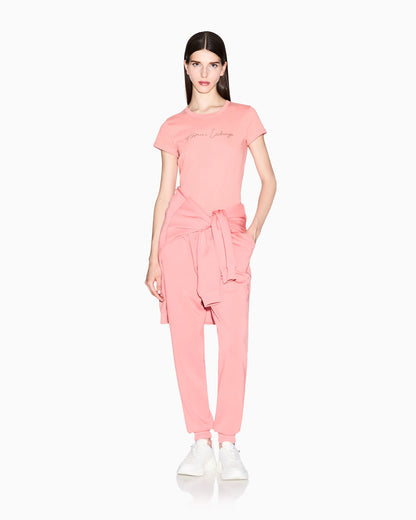 Slim-fit cotton jersey t-shirt with script logo Essential