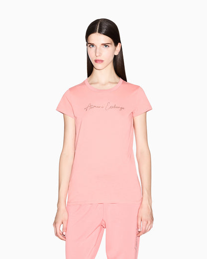 Slim-fit cotton jersey t-shirt with script logo Essential