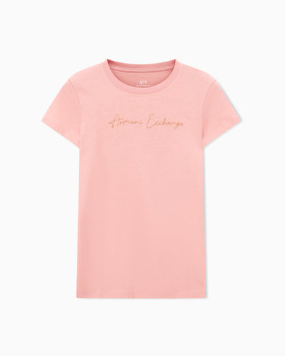 Slim-fit cotton jersey t-shirt with script logo Essential