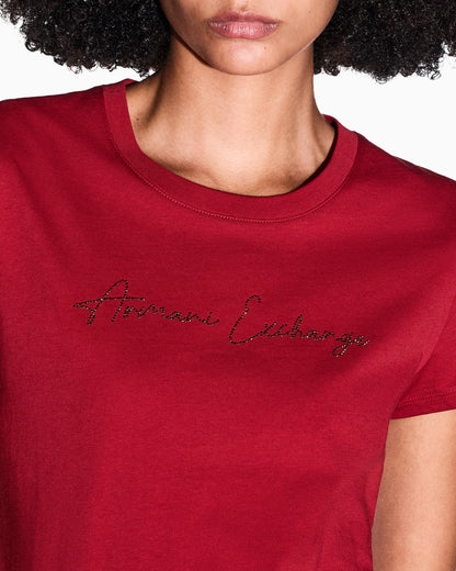 Slim-fit cotton jersey t-shirt with script logo Essential