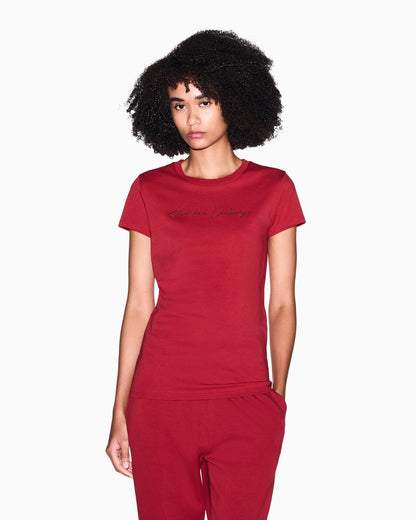 Slim-fit cotton jersey t-shirt with script logo Essential