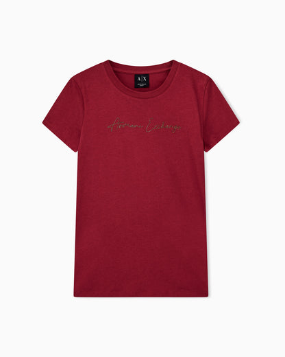 Slim-fit cotton jersey t-shirt with script logo Essential