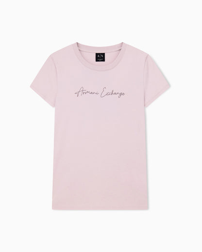 Slim-fit cotton jersey t-shirt with script logo Essential