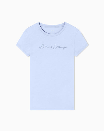 Slim-fit cotton jersey t-shirt with script logo Essential