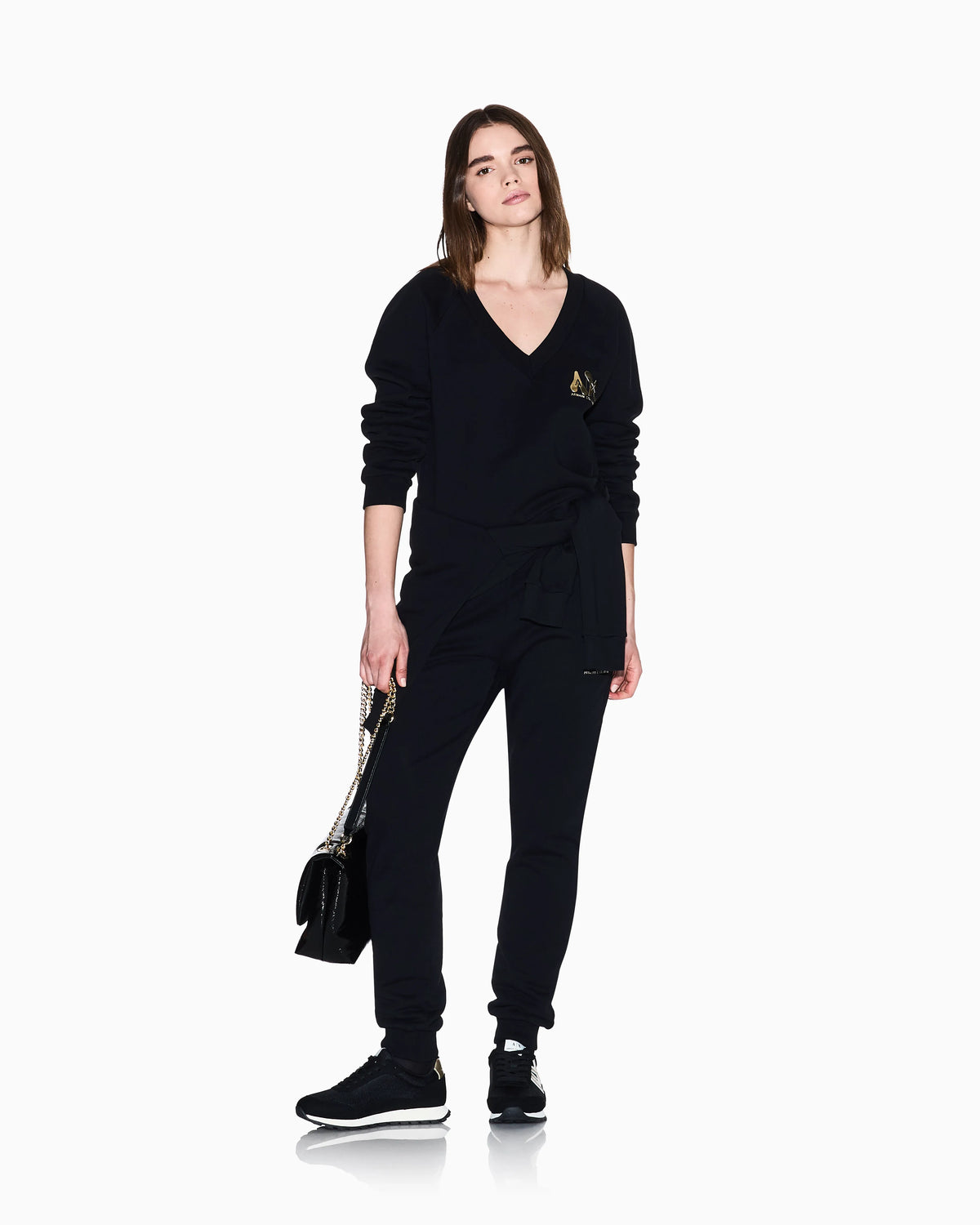 Cropped V-neck sweatshirt