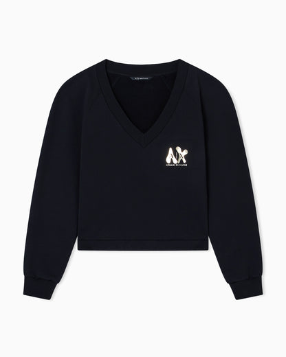 Cropped V-neck sweatshirt
