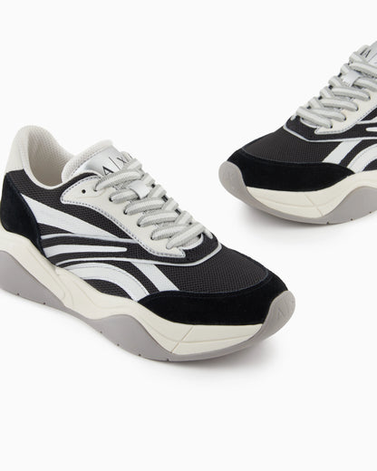 Leather sneakers with contrasting inserts