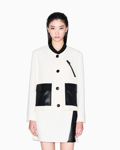 Short jacket in structured fabric