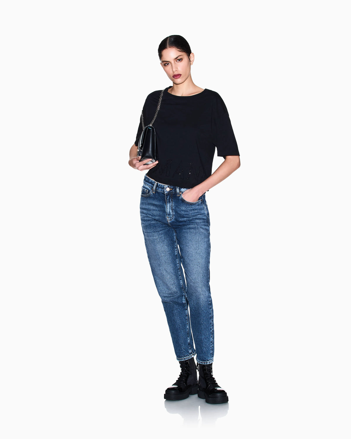 Cropped basic T-Shirt in cotton jersey