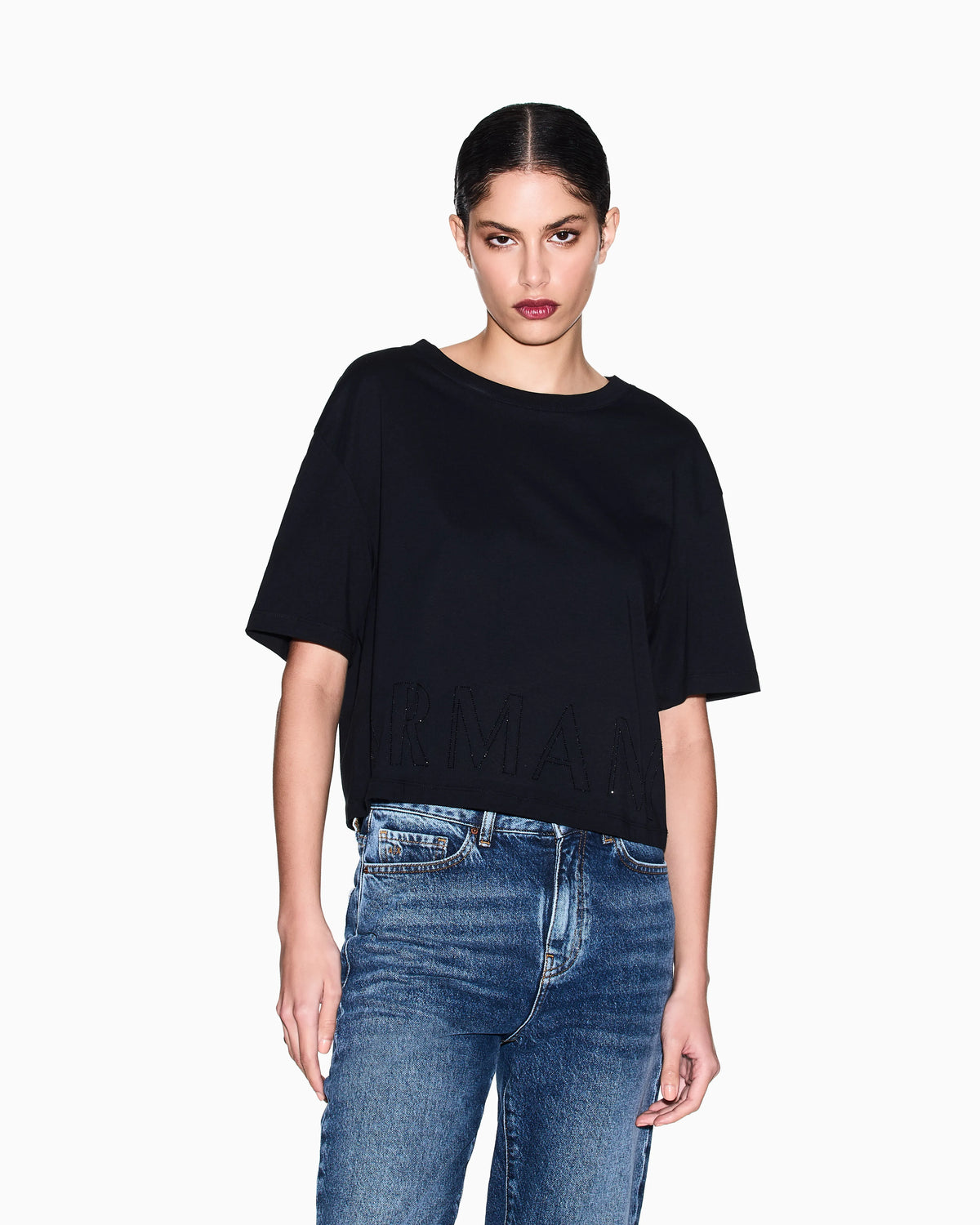 Cropped basic T-Shirt in cotton jersey