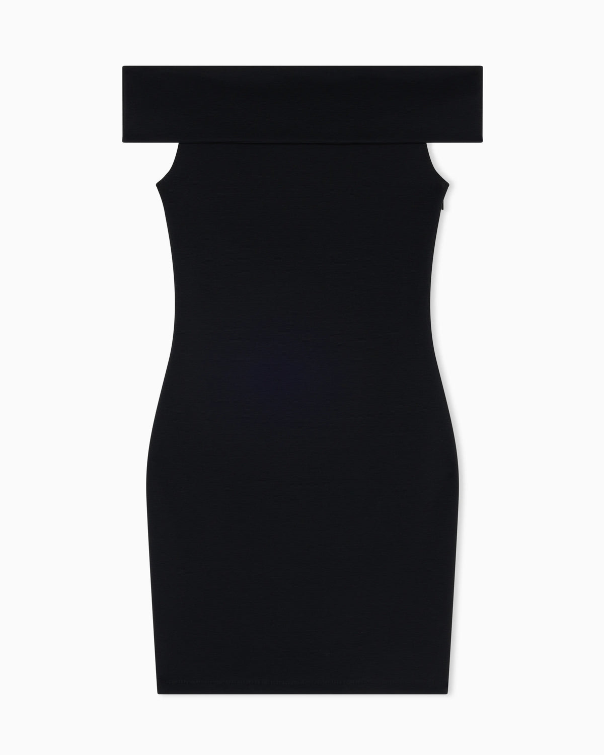 Ottoman mini dress with boat neckline