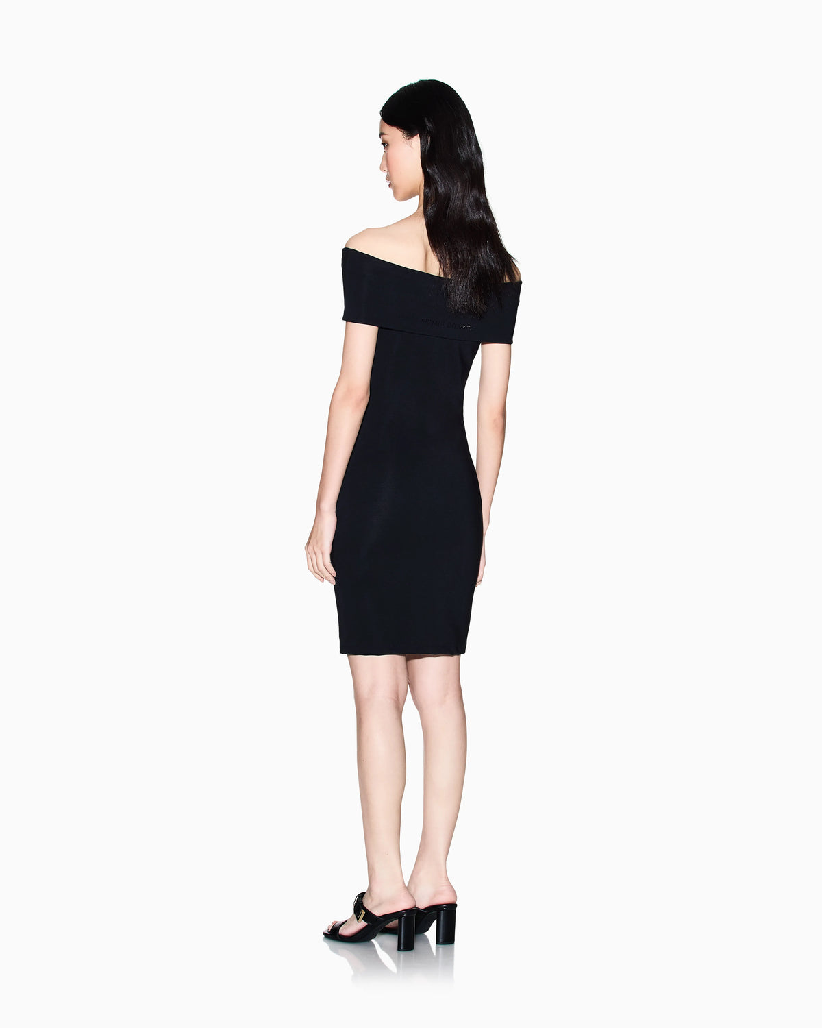 Ottoman mini dress with boat neckline