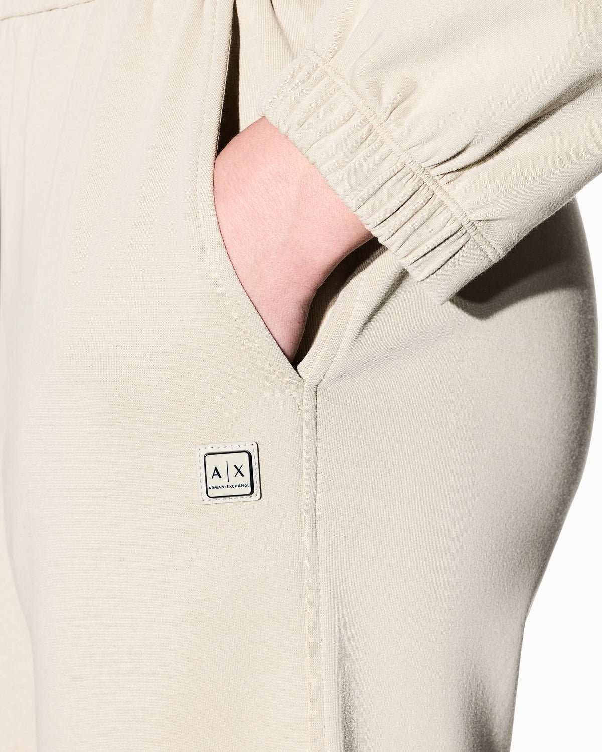 Sports trousers in bi-material stretch cotton