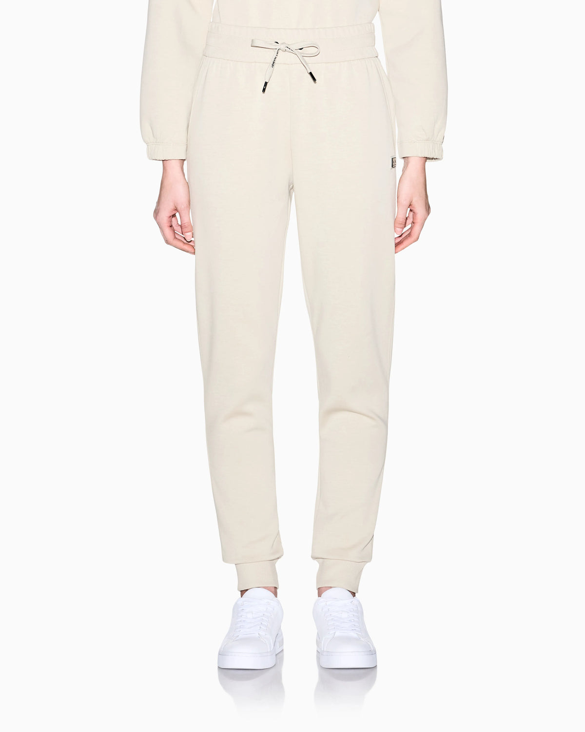Sports trousers in bi-material stretch cotton