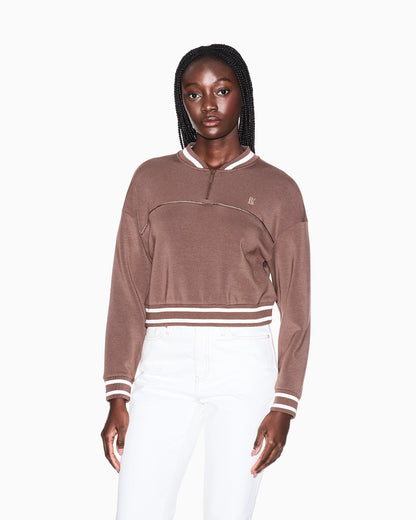 Cropped sweatshirt with zip and contrasting profiles