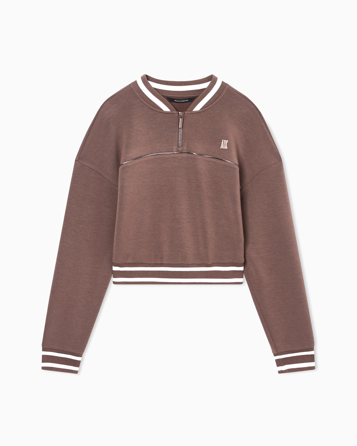 Cropped sweatshirt with zip and contrasting profiles
