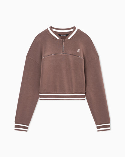 Cropped sweatshirt with zip and contrasting profiles
