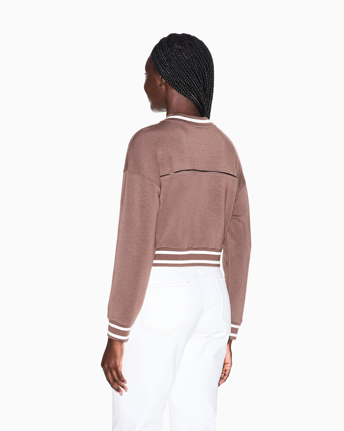 Cropped sweatshirt with zip and contrasting profiles