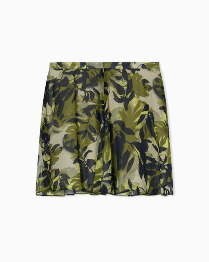 Printed Crinkle Viscose Ruffle Mini Skirt