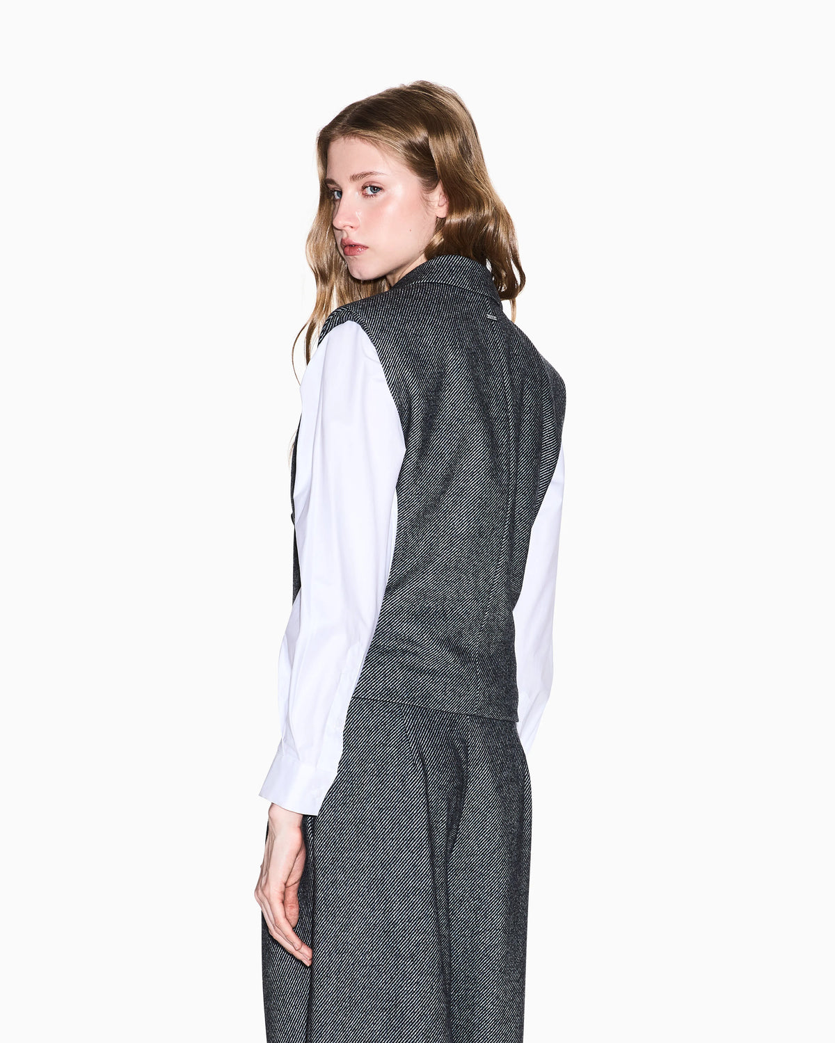 Double-breasted fabric vest