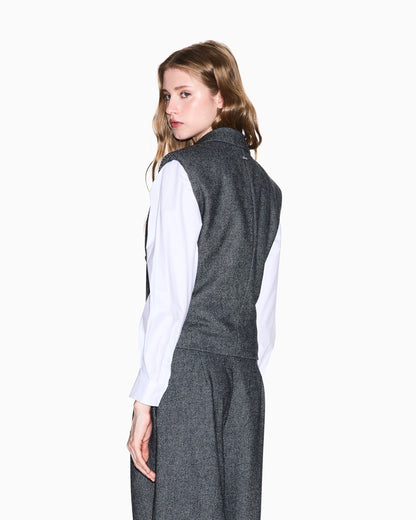 Double-breasted fabric vest