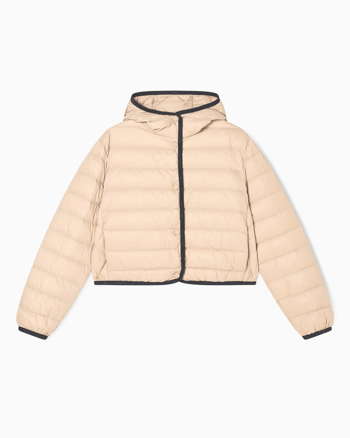 Short down jacket with quilted hood