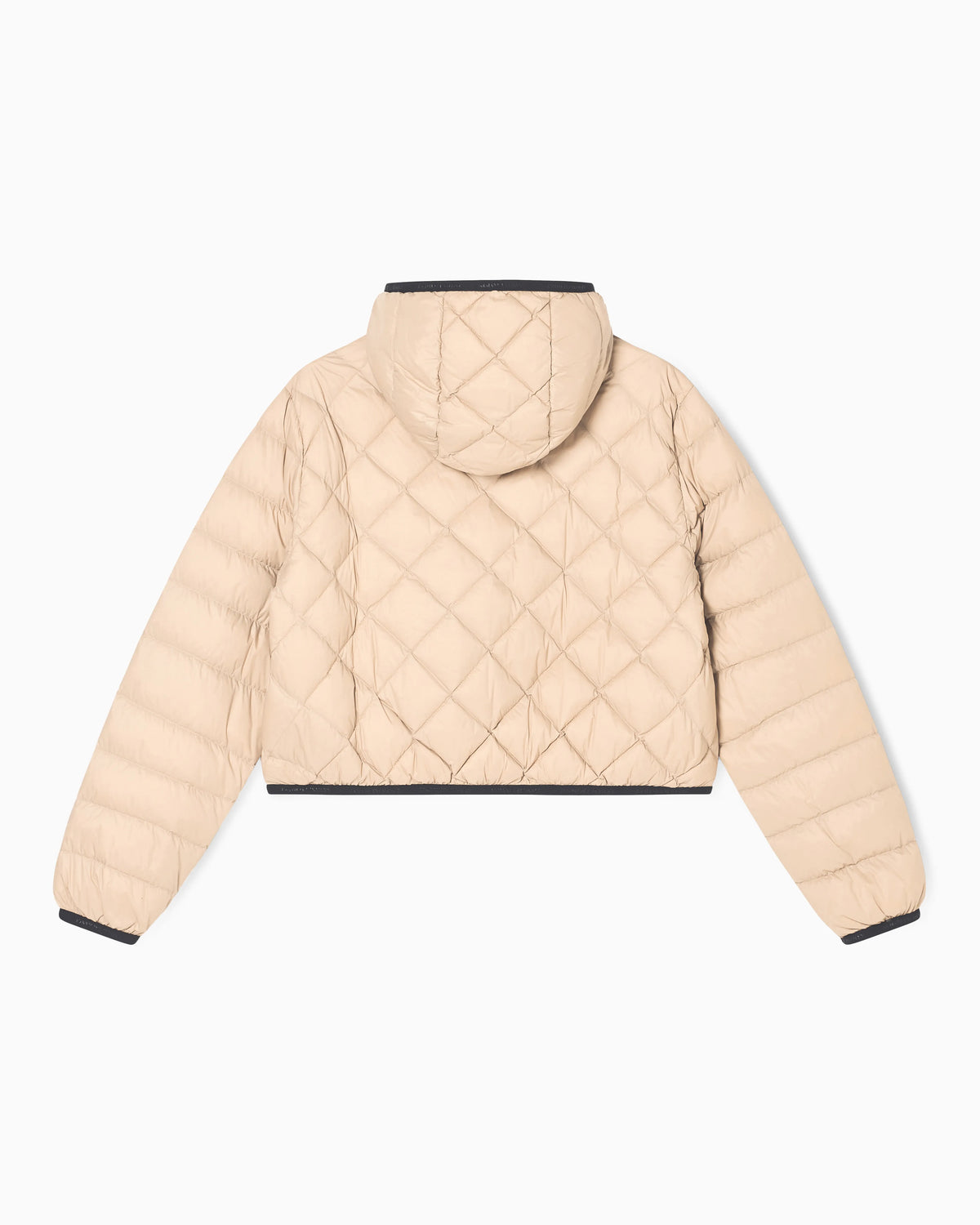 Short down jacket with quilted hood
