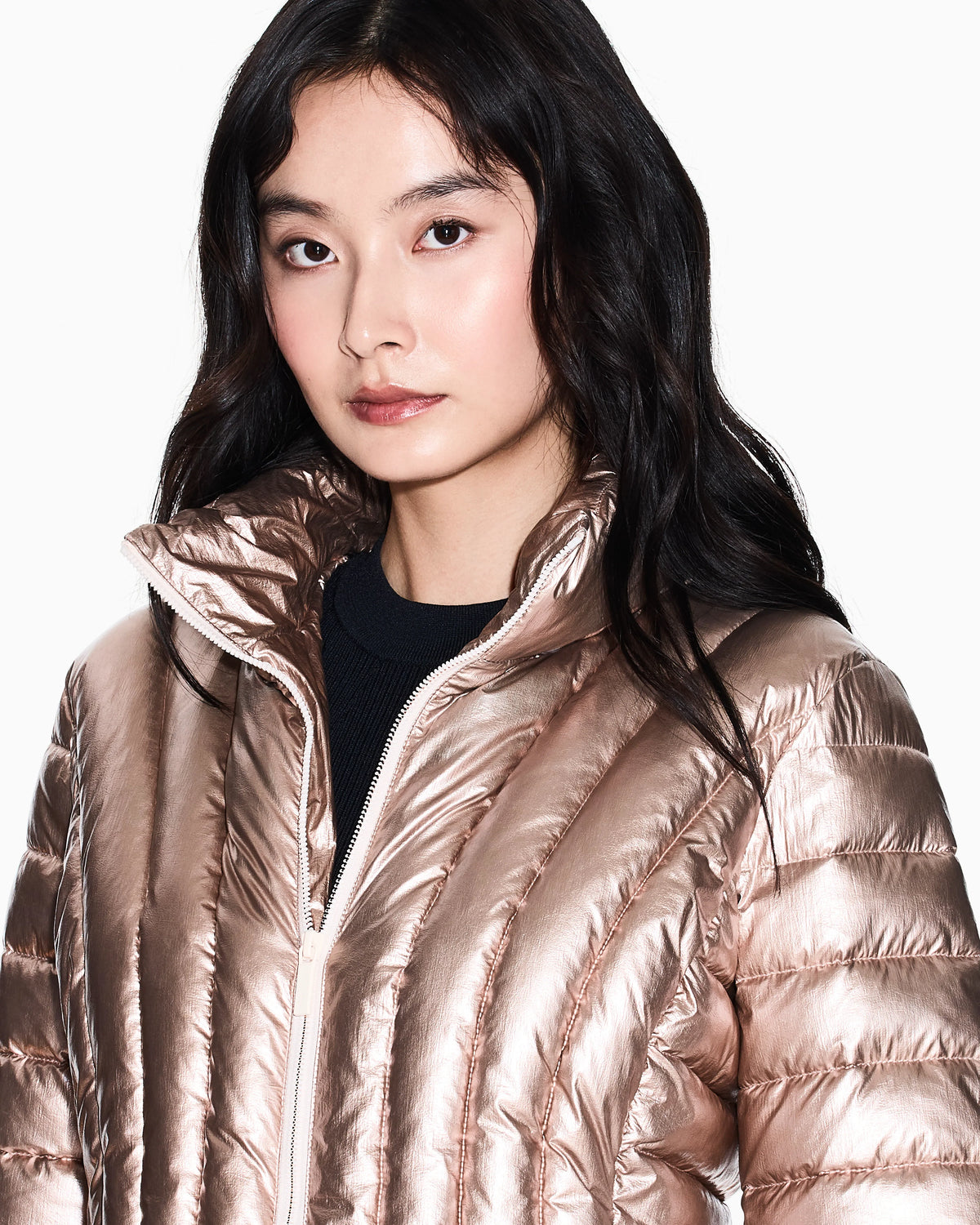 Recycled Foil Padded Jacket with Metallic Effect