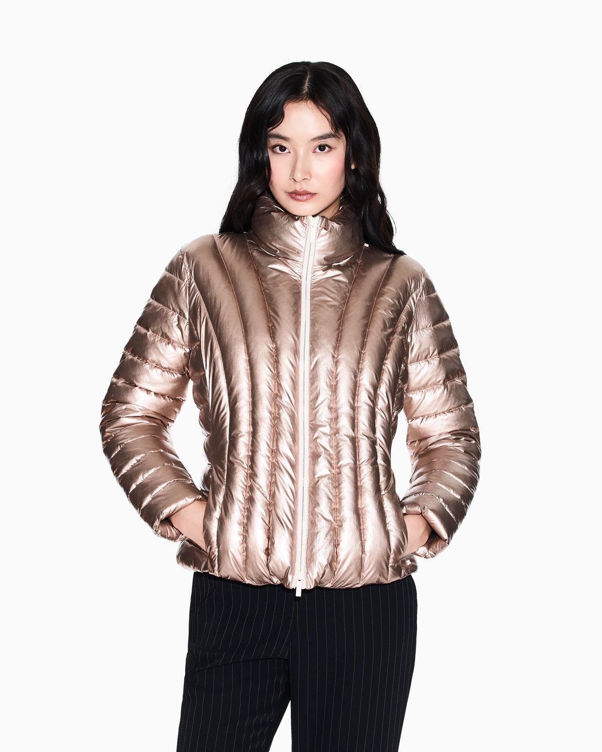 Recycled Foil Padded Jacket with Metallic Effect