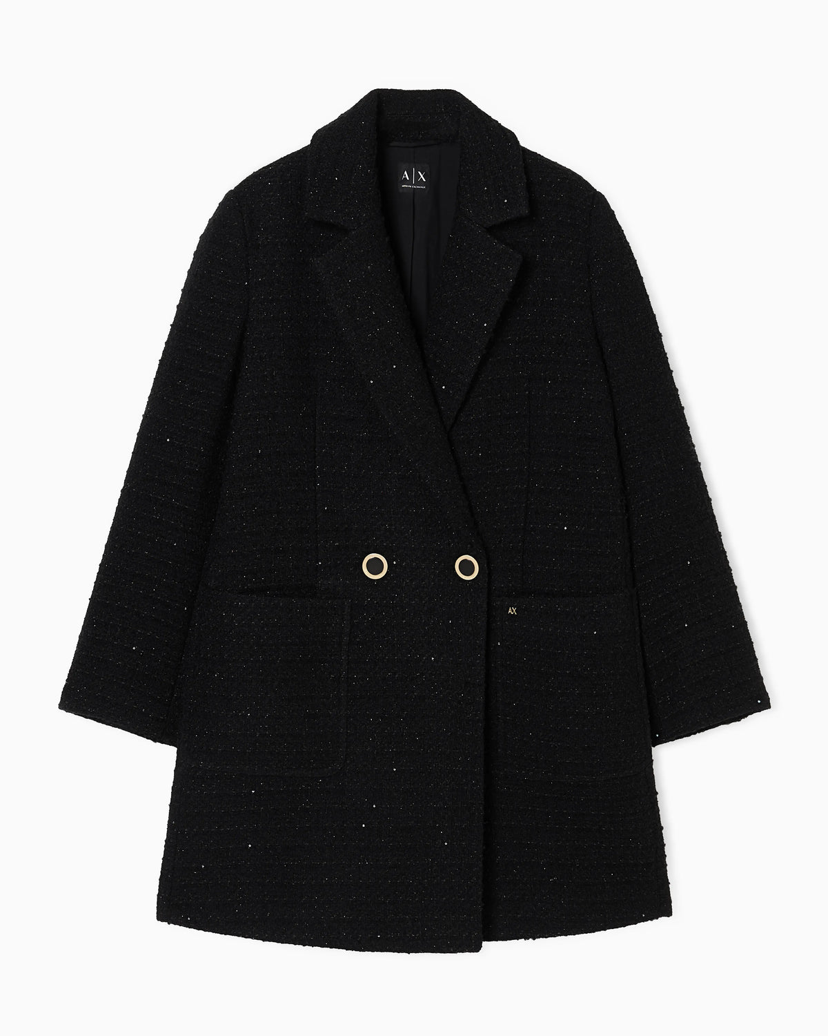 Oversized Wool and Cotton Blend Tweed Coat