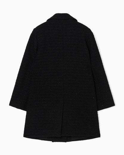 Oversized Wool and Cotton Blend Tweed Coat