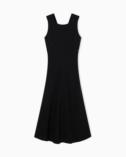 Twill Midi Dress with Gold Back Detail