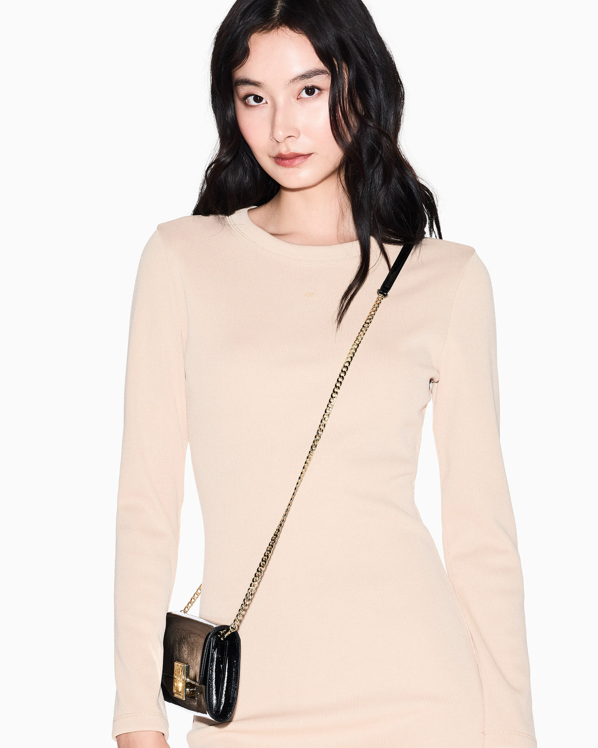 Fitted Midi Dress in Ribbed Jersey with Logo