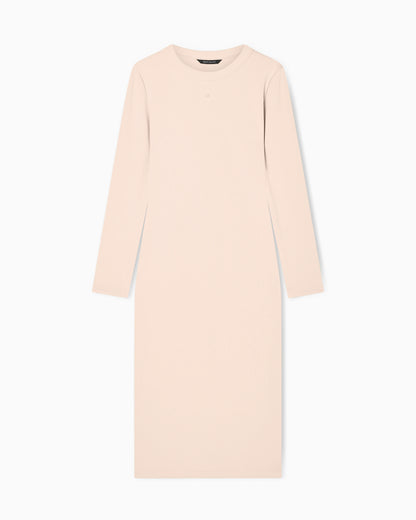 Fitted Midi Dress in Ribbed Jersey with Logo