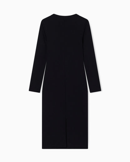 Fitted Midi Dress in Ribbed Jersey with Logo