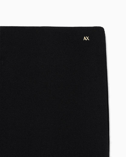Long Ribbed Skirt with Logo