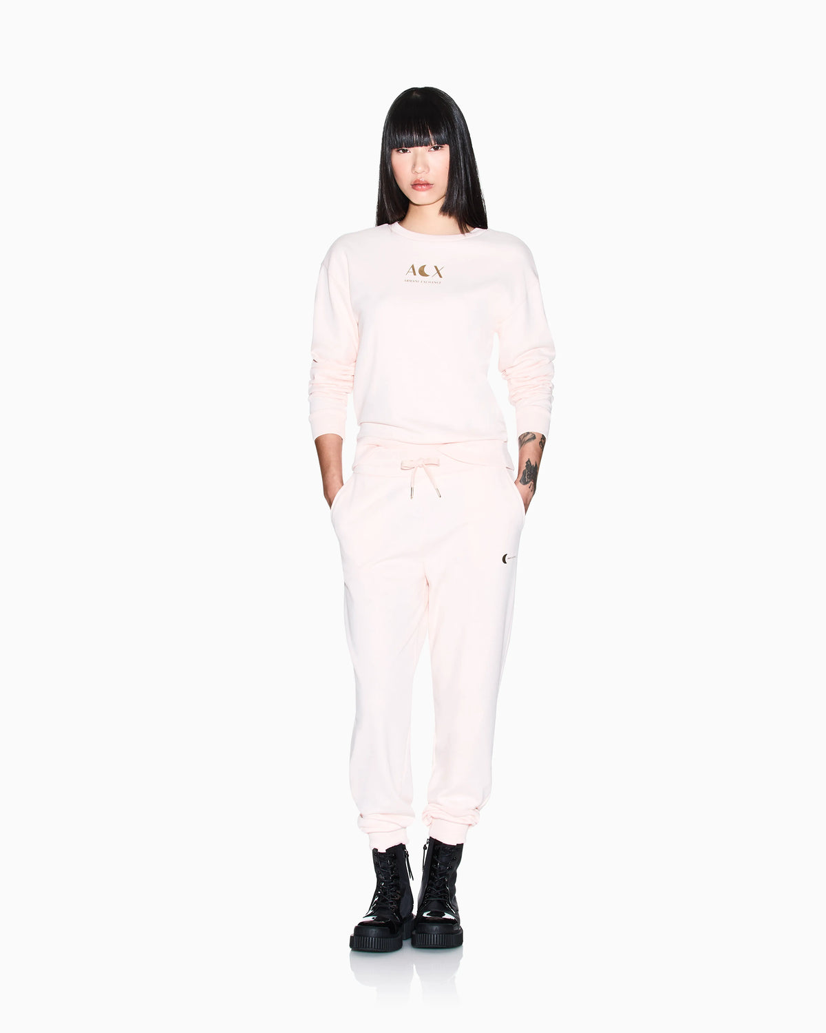 Solid color French Terry cotton crew neck sweatshirt