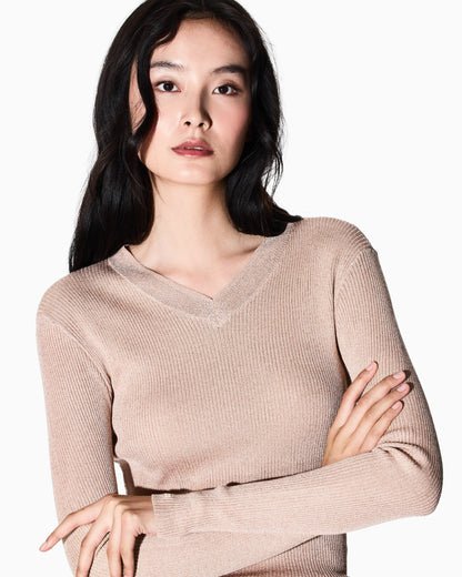Lurex yarn sweater with V-neck