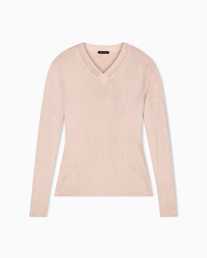 Lurex yarn sweater with V-neck