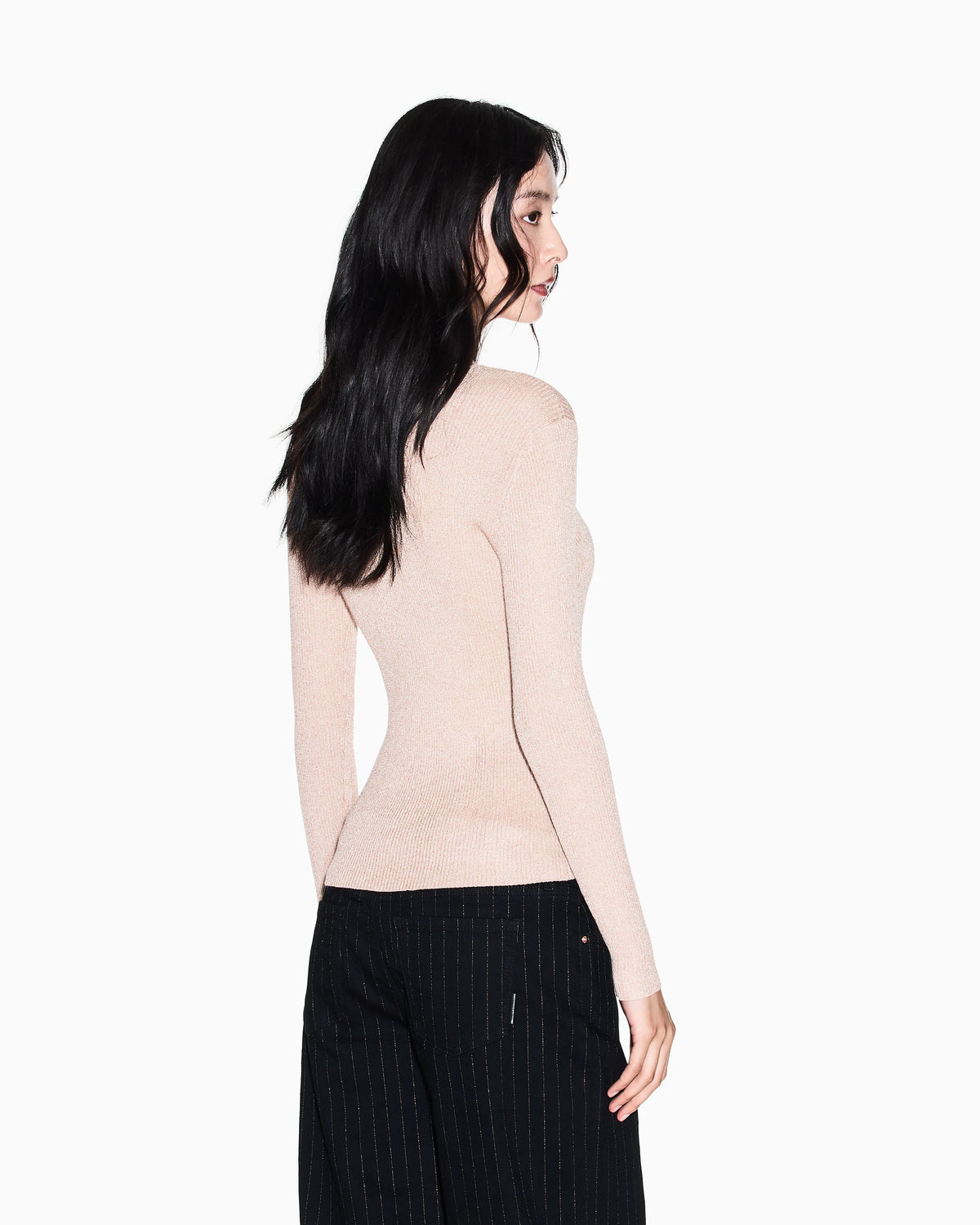 Lurex yarn sweater with V-neck