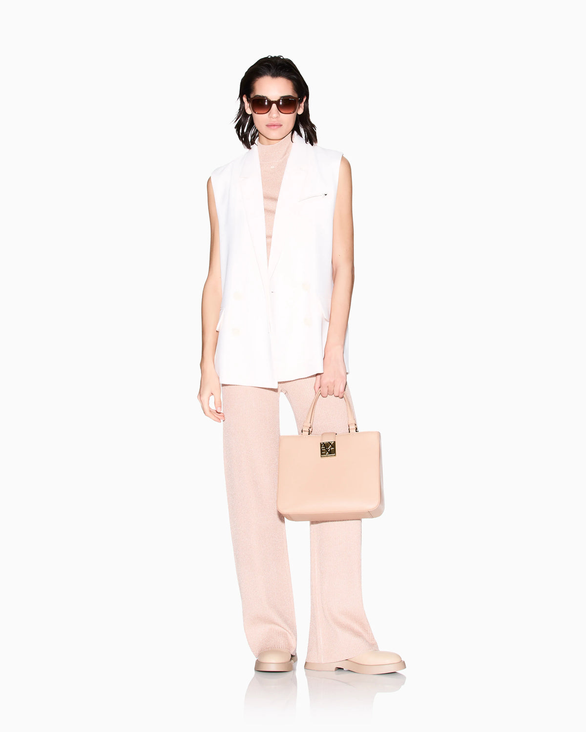 High-neck lurex yarn top