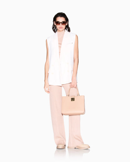 High-neck lurex yarn top