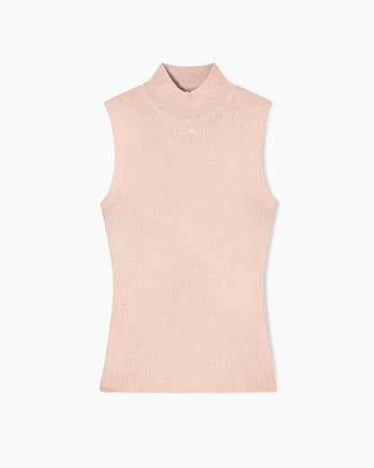 High-neck lurex yarn top